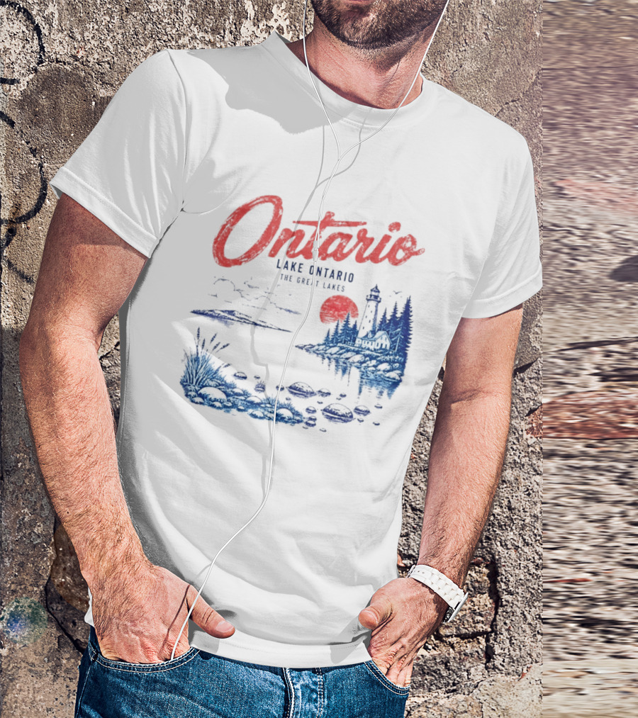 Ontario Lake Ontario The Great Lakes Lighthouse Scene T-Shirt