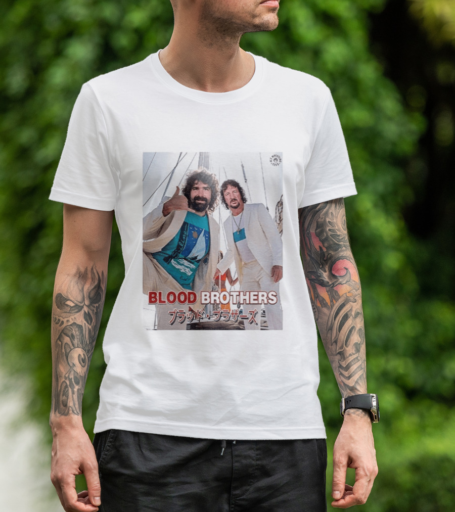 Blood Brothers Mick Foley Terry Funk Sailboat 80s Style Japanese T-Shirt