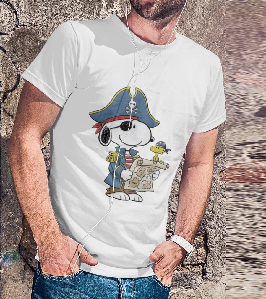 Snoopy Pirate Adventure With Treasure Map And Woodstock T-Shirt