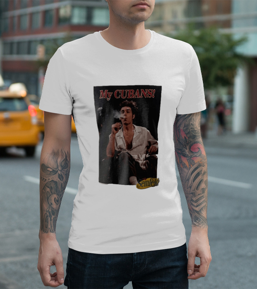 Seinfeld My Cubans Cosmo Kramer Smoking Cigar In Leather Chair T-Shirt