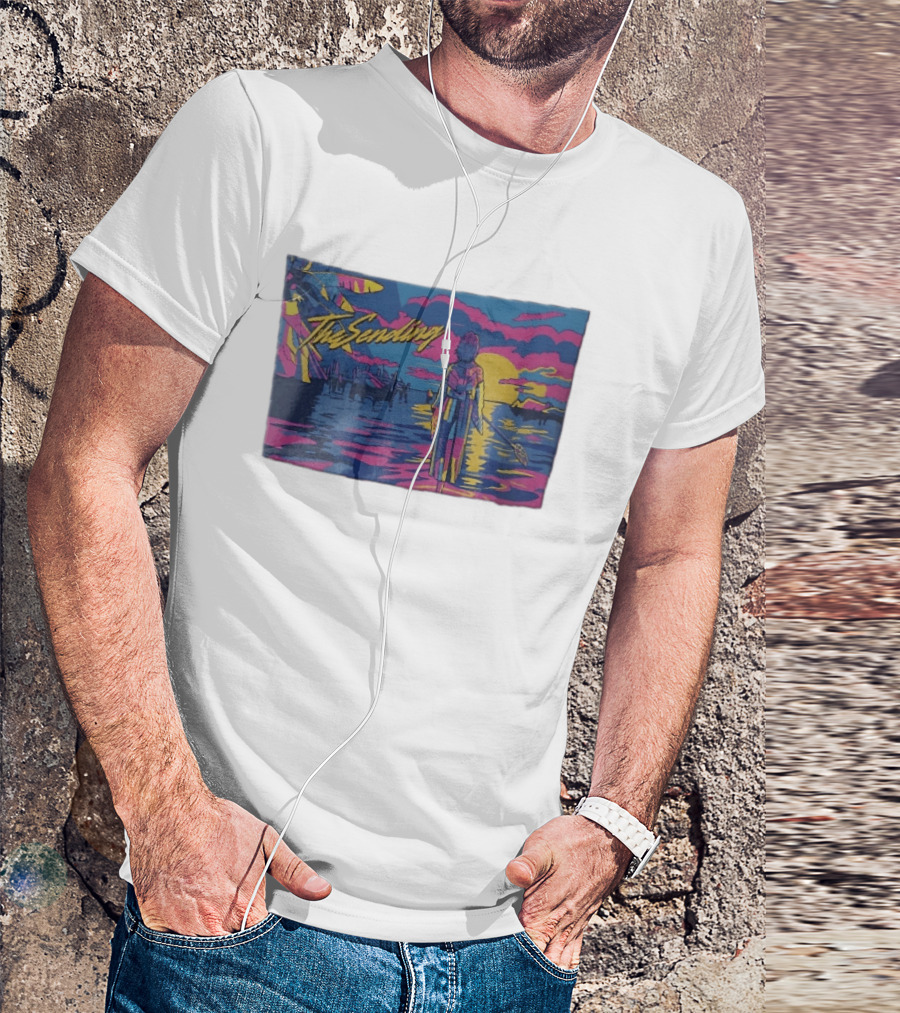 The Sending Yuna Final Fantasy X Synthwave Neon Sunset Ocean Scene T-Shirt