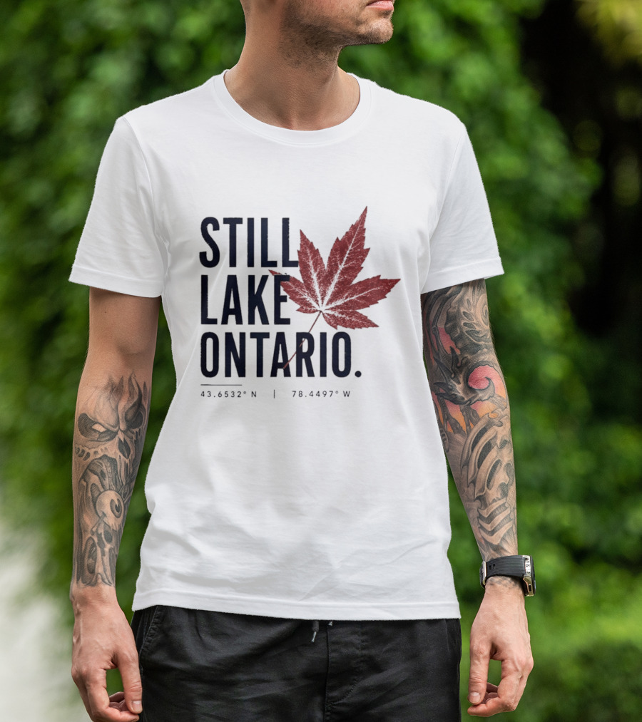 Still Lake Ontario Canada 43.6532°N 79.4497°W Maple Leaf T-Shirt