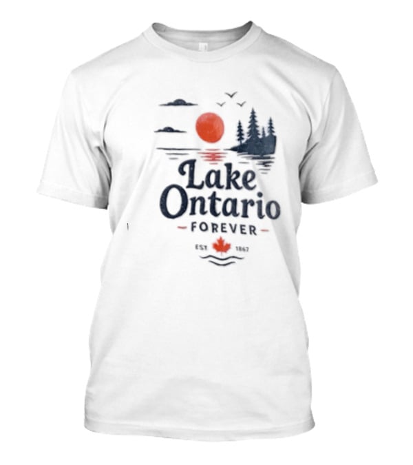 Lake Ontario Forever Est 1615 Sunset Pines Water Landscape T-Shirt
