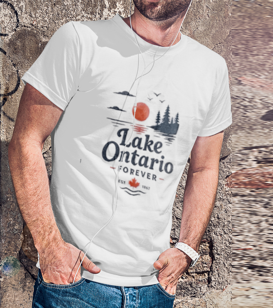 Lake Ontario Forever Est 1615 Sunset Pines Water Landscape T-Shirt