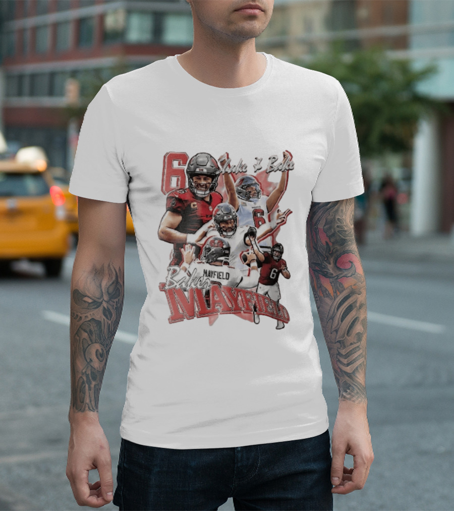 Baker Mayfield Shake And Bake Tampa Bay Buccaneers Action Collage T-Shirt