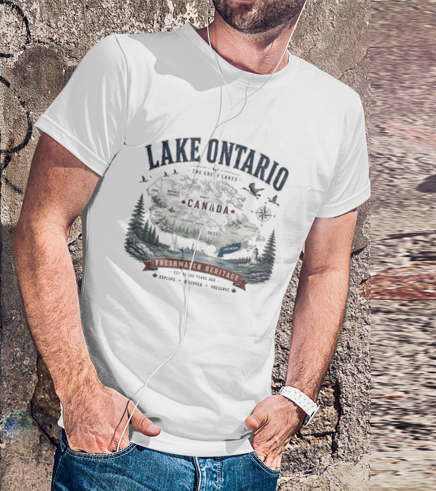 Lake Ontario Canada Freshwater Heritage Great Lakes Exploration T-Shirt