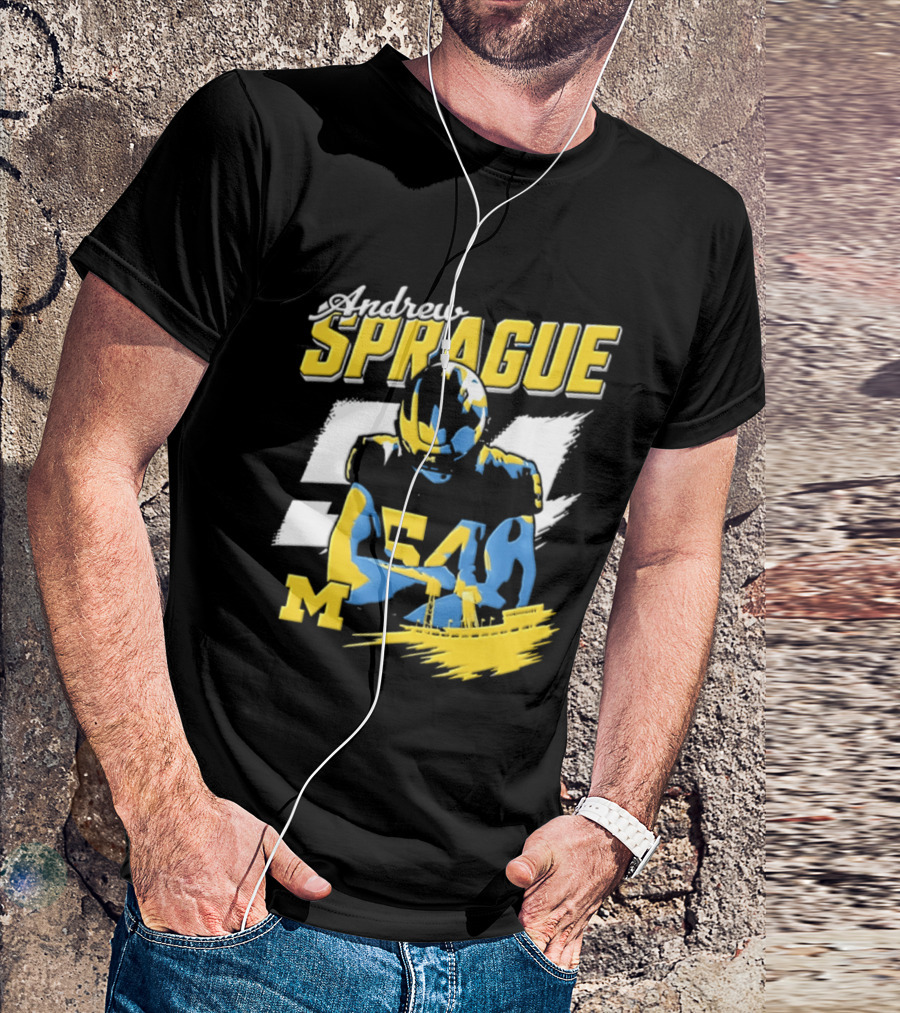 Andrew Sprague No 54 Michigan Wolverines Football M Helmet T-Shirt