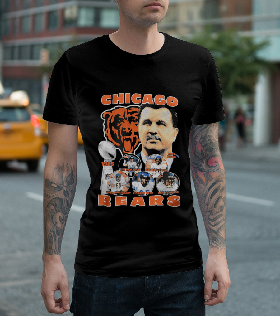 Chicago Bears 1985 Mike Ditka Jim McMahon Walter Payton Mike Singletary Richard Dent Dan Hampton T-Shirt