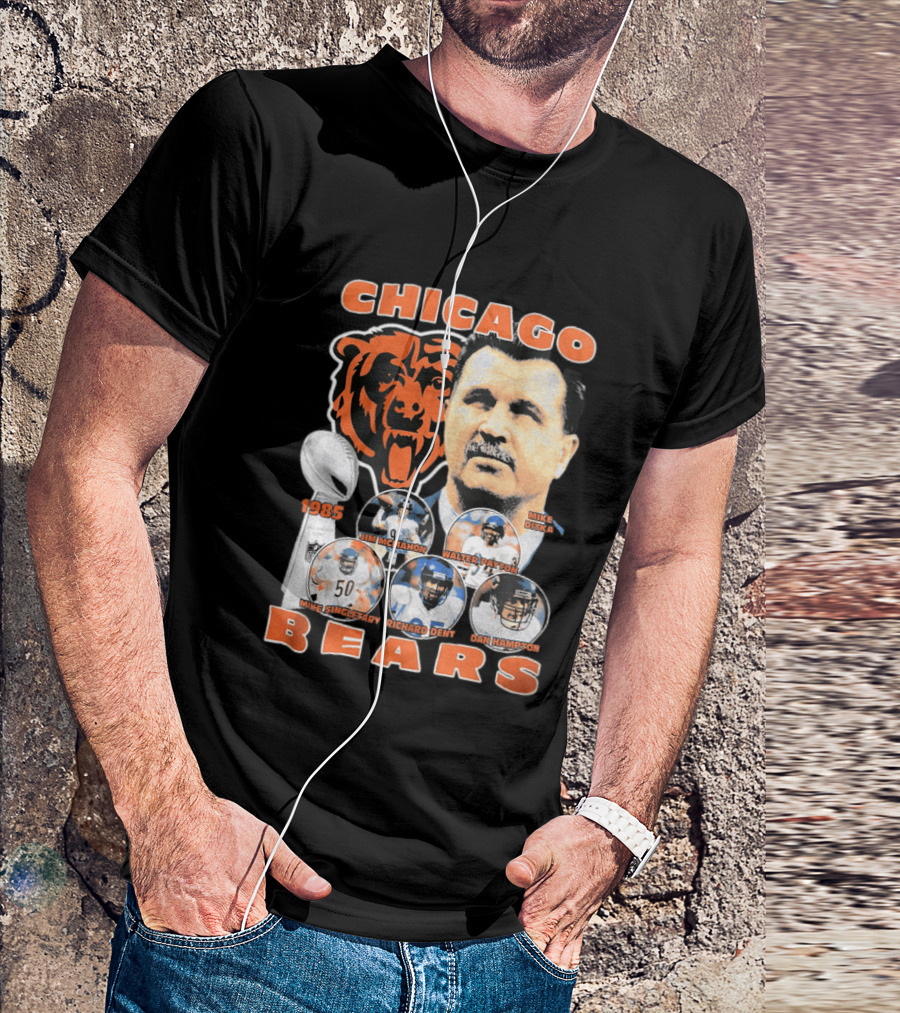 Chicago Bears 1985 Mike Ditka Jim McMahon Walter Payton Mike Singletary Richard Dent Dan Hampton T-Shirt