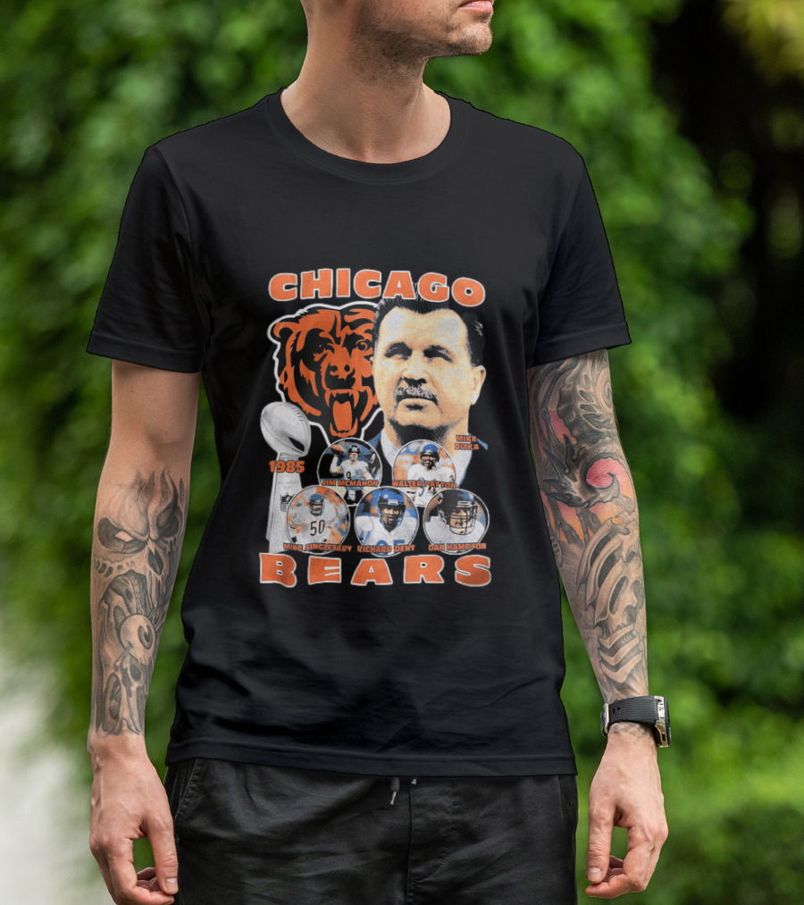 Chicago Bears 1985 Mike Ditka Jim McMahon Walter Payton Mike Singletary Richard Dent Dan Hampton T-Shirt