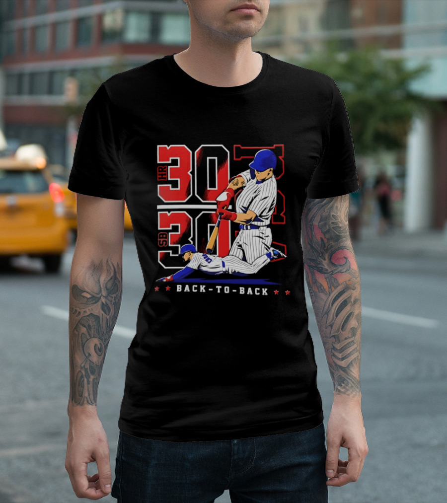 Pete Crow Armstrong Chicago Cubs Back To Back HR SB 30 30 Club Baseball T-Shirt