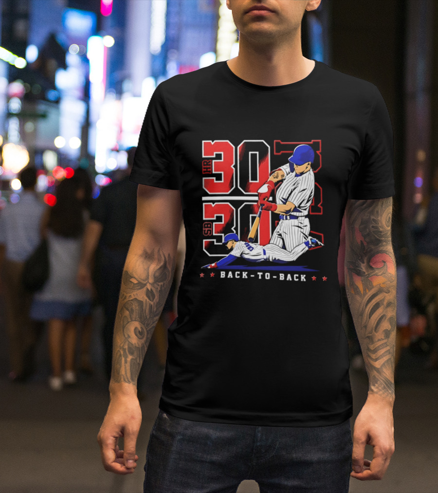 Pete Crow Armstrong Chicago Cubs Back To Back HR SB 30 30 Club Baseball T-Shirt
