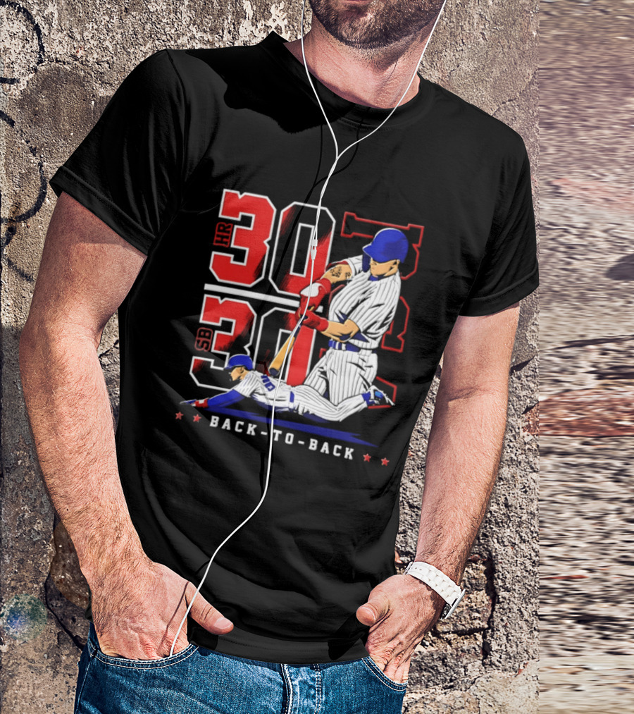 Pete Crow Armstrong Chicago Cubs Back To Back HR SB 30 30 Club Baseball T-Shirt
