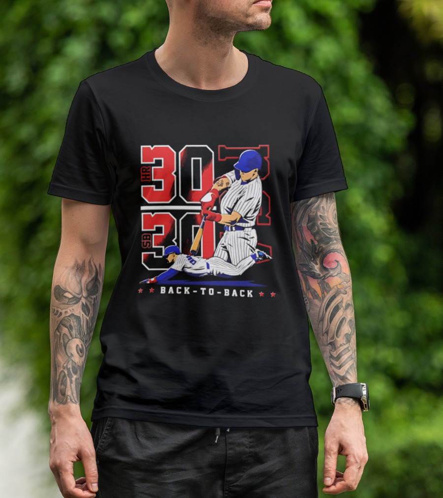 Pete Crow Armstrong Chicago Cubs Back To Back HR SB 30 30 Club Baseball T-Shirt
