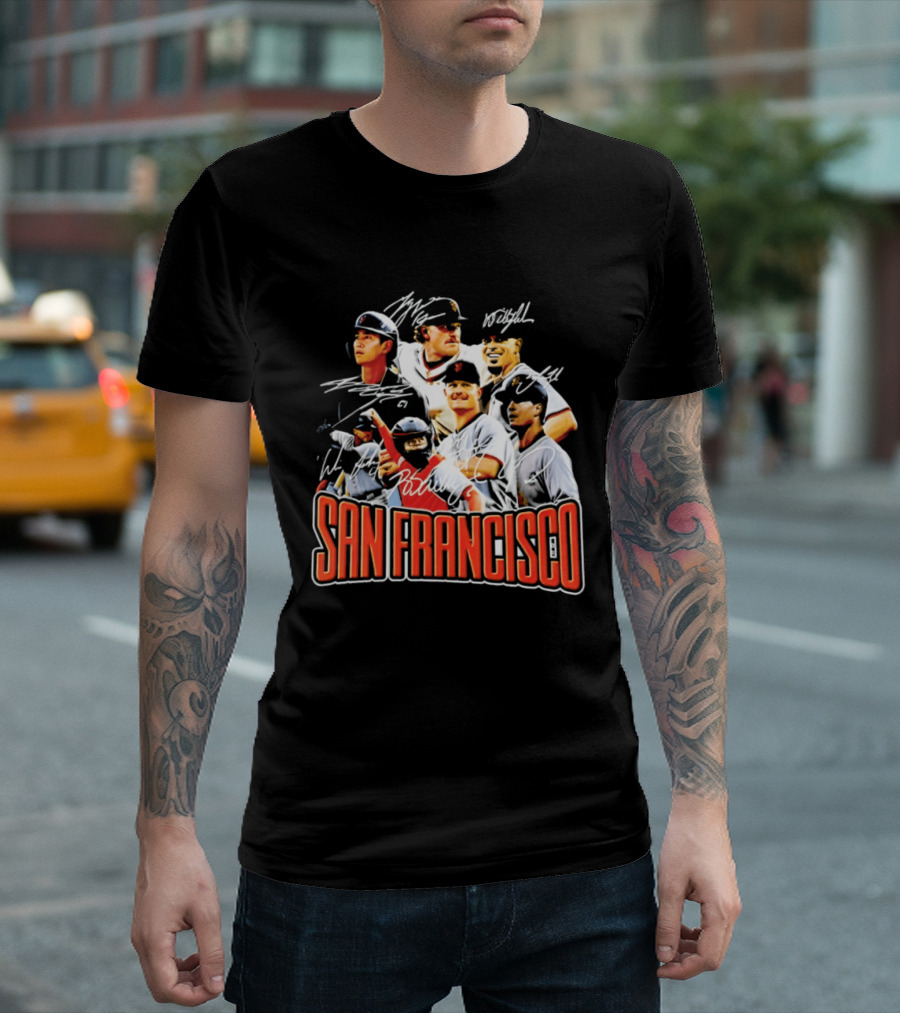 San Francisco Patrick Bailey Jung Hoo Lee Players Collage With Facsimile Signatures T-Shirt