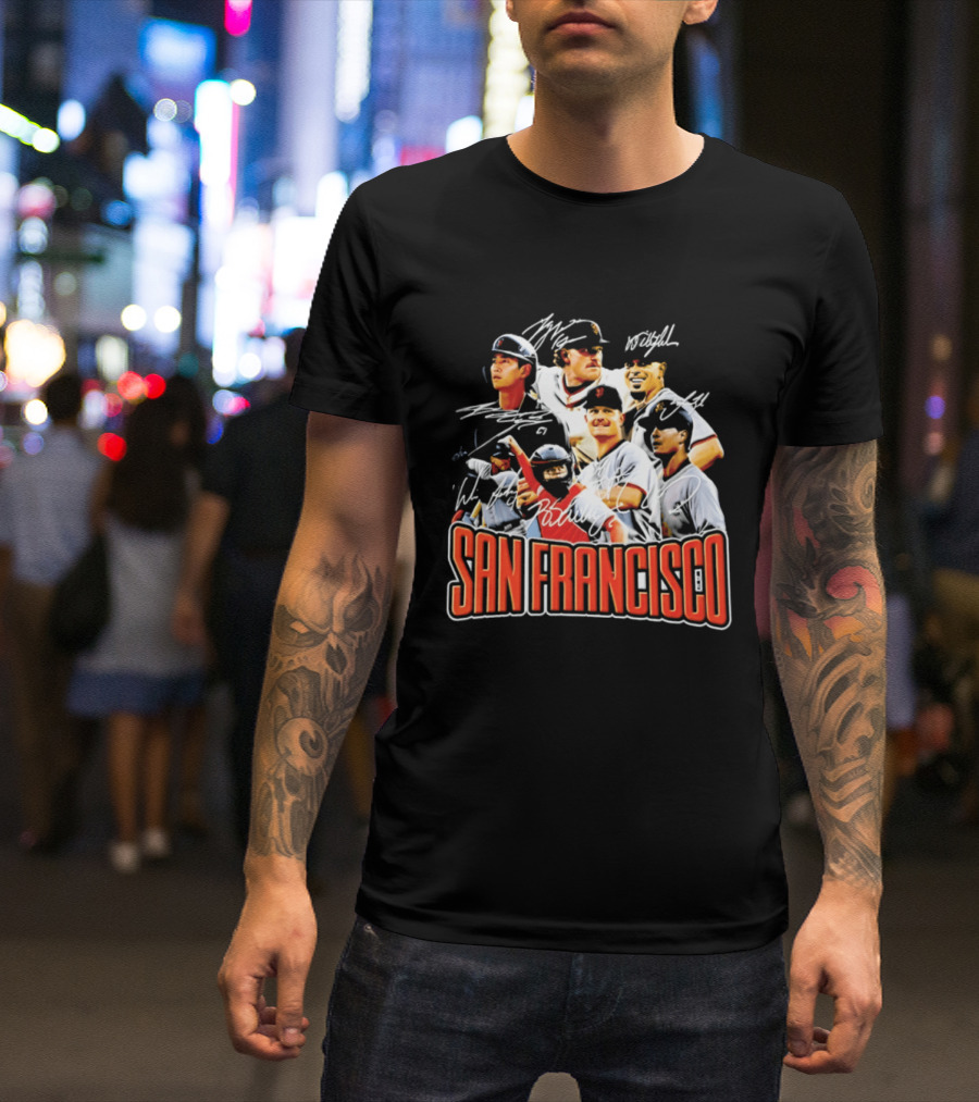 San Francisco Patrick Bailey Jung Hoo Lee Players Collage With Facsimile Signatures T-Shirt