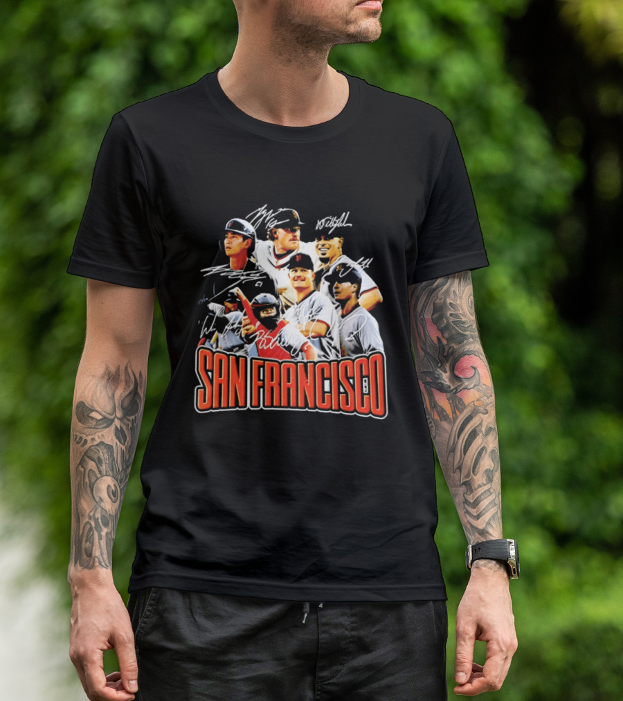 San Francisco Patrick Bailey Jung Hoo Lee Players Collage With Facsimile Signatures T-Shirt