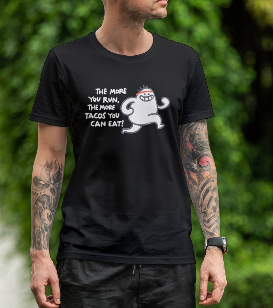 The More You Run The More Tacos You Can Eat Running Character Red Headband T-Shirt