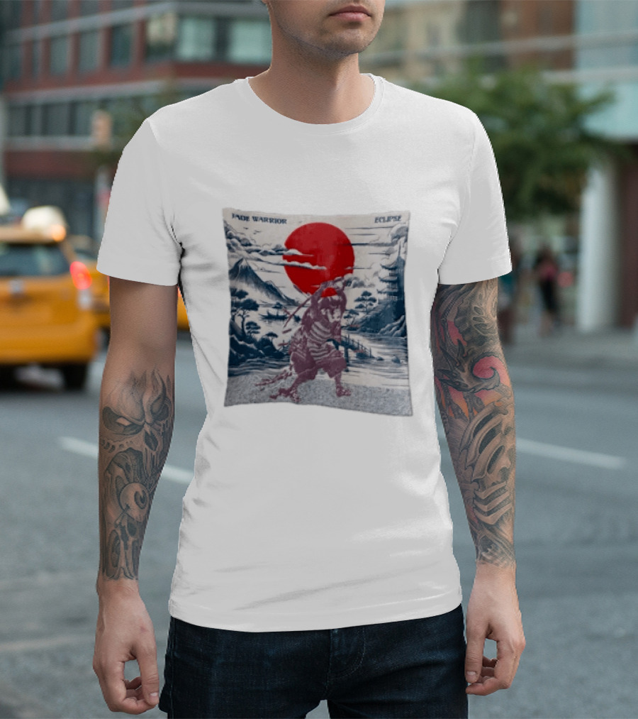 Jade Warrior Eclipse Japanese Samurai Red Sun Pagoda T-Shirt