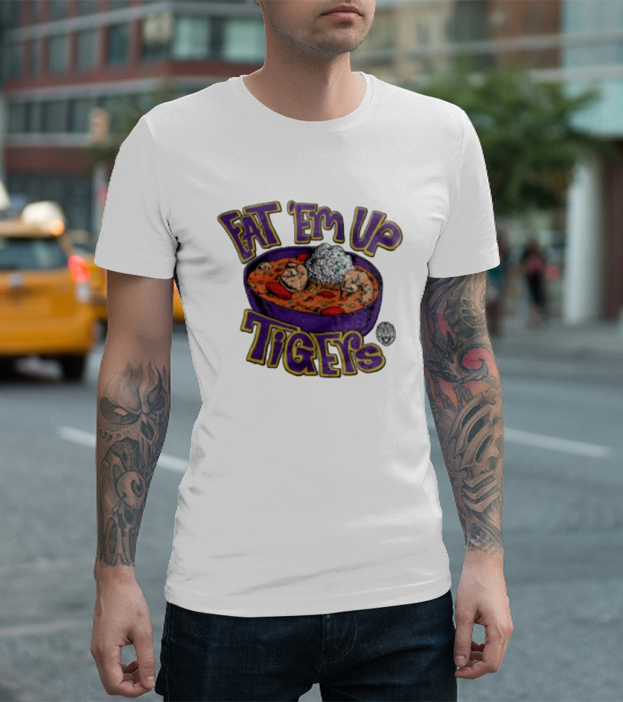 LSU Tigers Eat 'Em Up Jambalaya Purple Bowl Sports T-Shirt