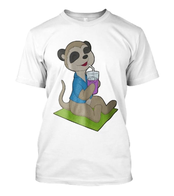 Meerkat Relaxing With Tropical Drink On Beach Towel Summer Fun T-Shirt