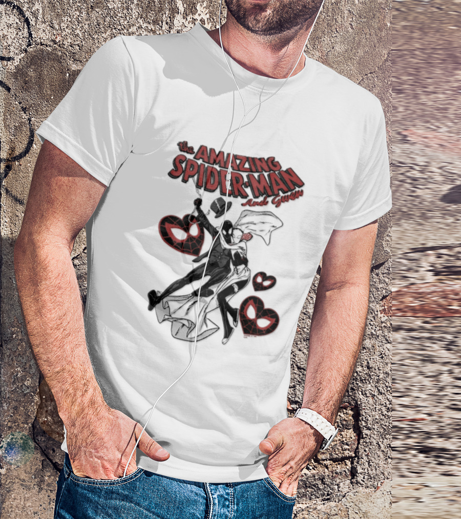 The Amazing Spider Man Loves Gwen Miles Morales Spider Man Gwen Stacy T-Shirt