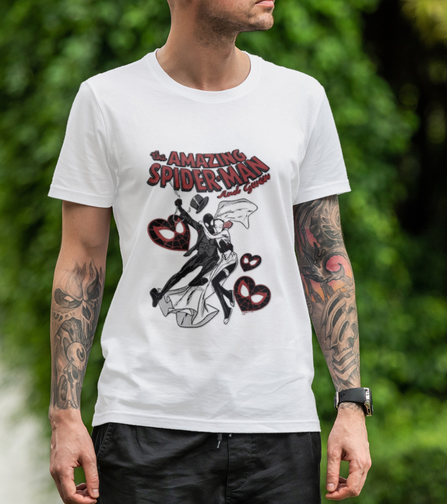 The Amazing Spider Man Loves Gwen Miles Morales Spider Man Gwen Stacy T-Shirt
