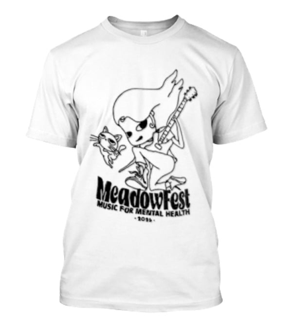 Meadowfest Dancing Cat Line Guitarist For Music And Mental Health T-Shirt