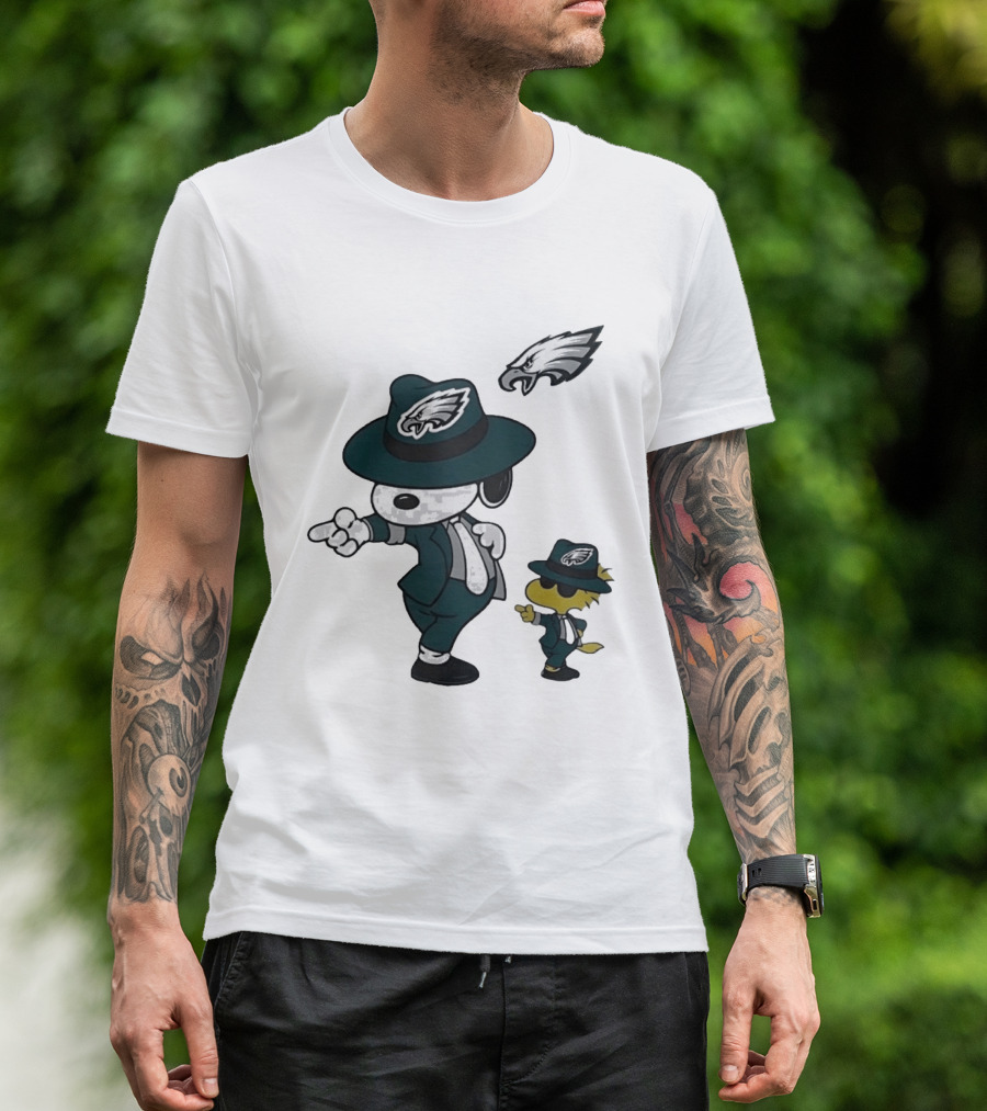 Philadelphia Eagles X Snoopy Woodstock Dance Pop Rock Hat Suit Football Team T-Shirt