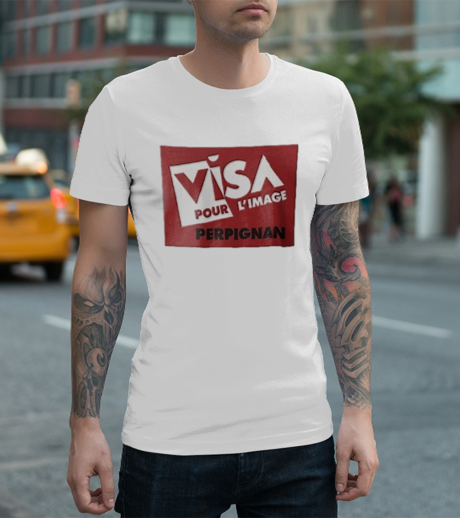 Visa Pour L'Image Perpignan Red Rectangular White Cutout T-Shirt