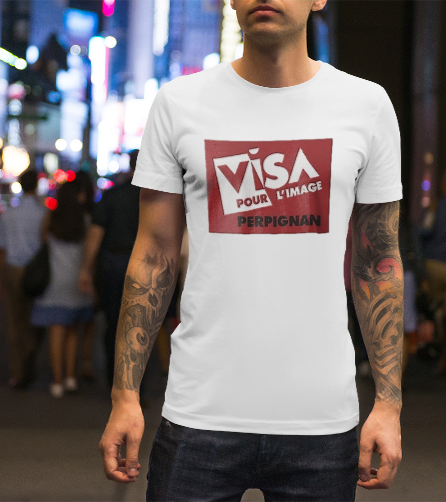 Visa Pour L'Image Perpignan Red Rectangular White Cutout T-Shirt