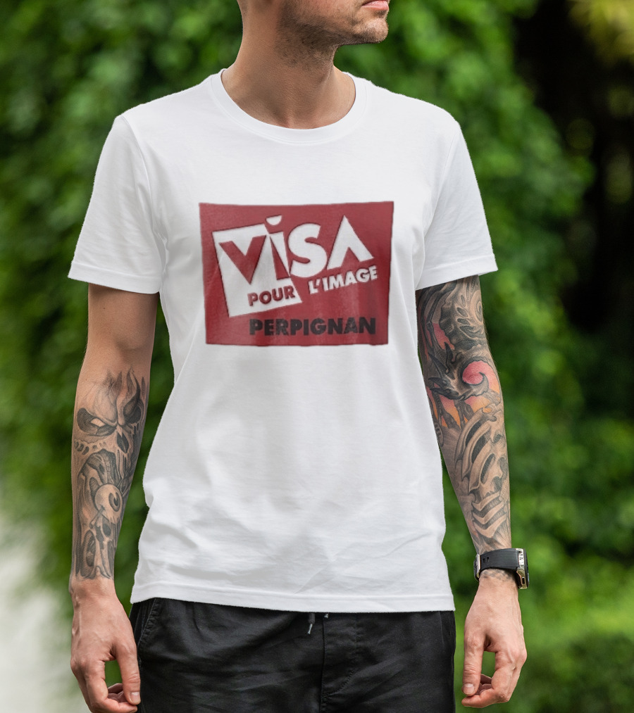 Visa Pour L'Image Perpignan Red Rectangular White Cutout T-Shirt