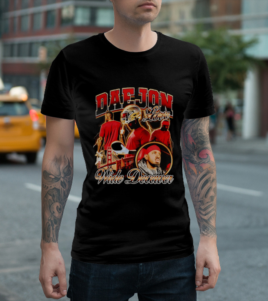 Daejon Love Wide Deceiver Football Helmet San Francisco Bridge T-Shirt