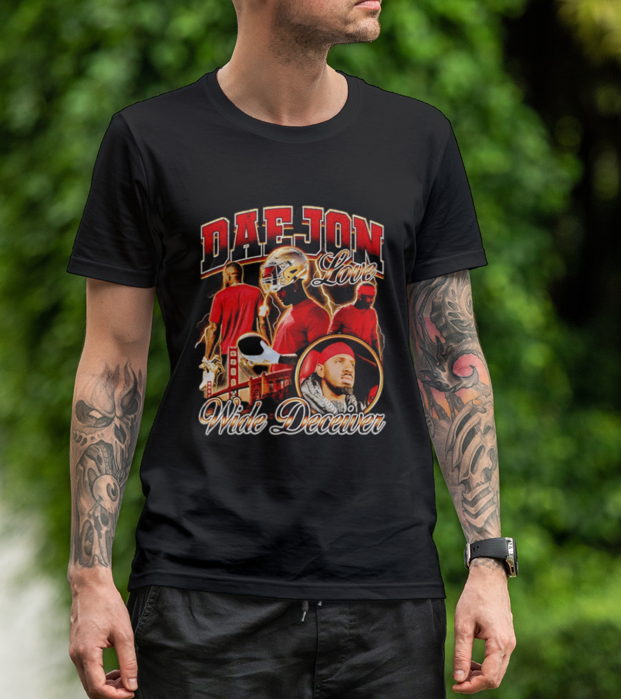 Daejon Love Wide Deceiver Football Helmet San Francisco Bridge T-Shirt