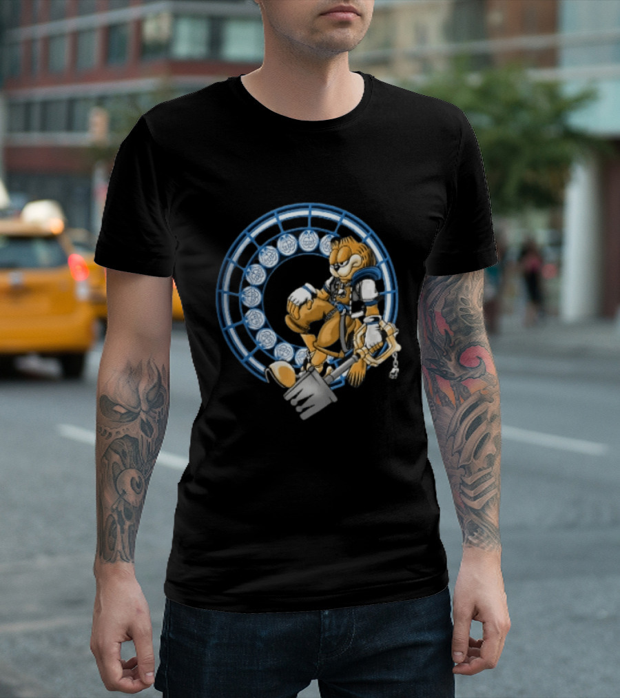 Kingdom Hearts Cat Keyblade Garfield Crossover Keyblade Wielder In Blue Circle T-Shirt