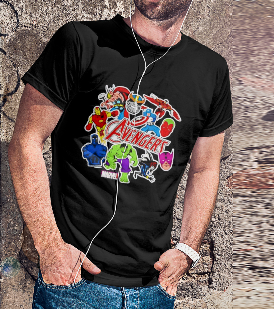 Avengers Classic Heroes Hulk Iron Man Captain America Thor Stickers Collection T-Shirt