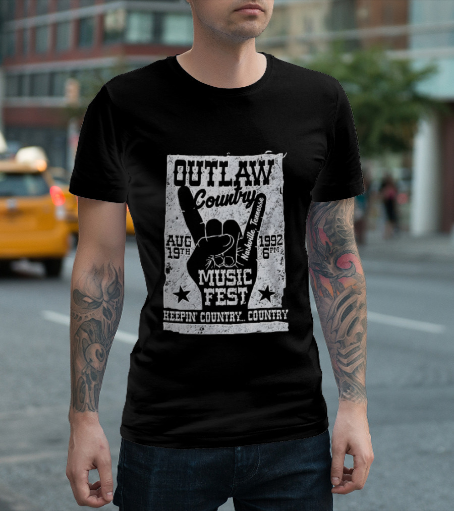 Outlaw Country Music Fest Aug 19th 1992 Nashville Tennessee Keepin Country Country T-Shirt