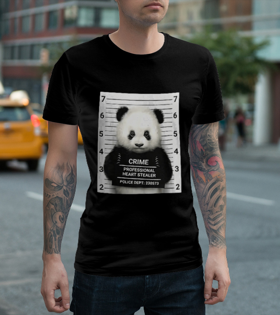 Panda Crime Professional Heart Stealer Police Dept 230573 Shot Lineup T-Shirt