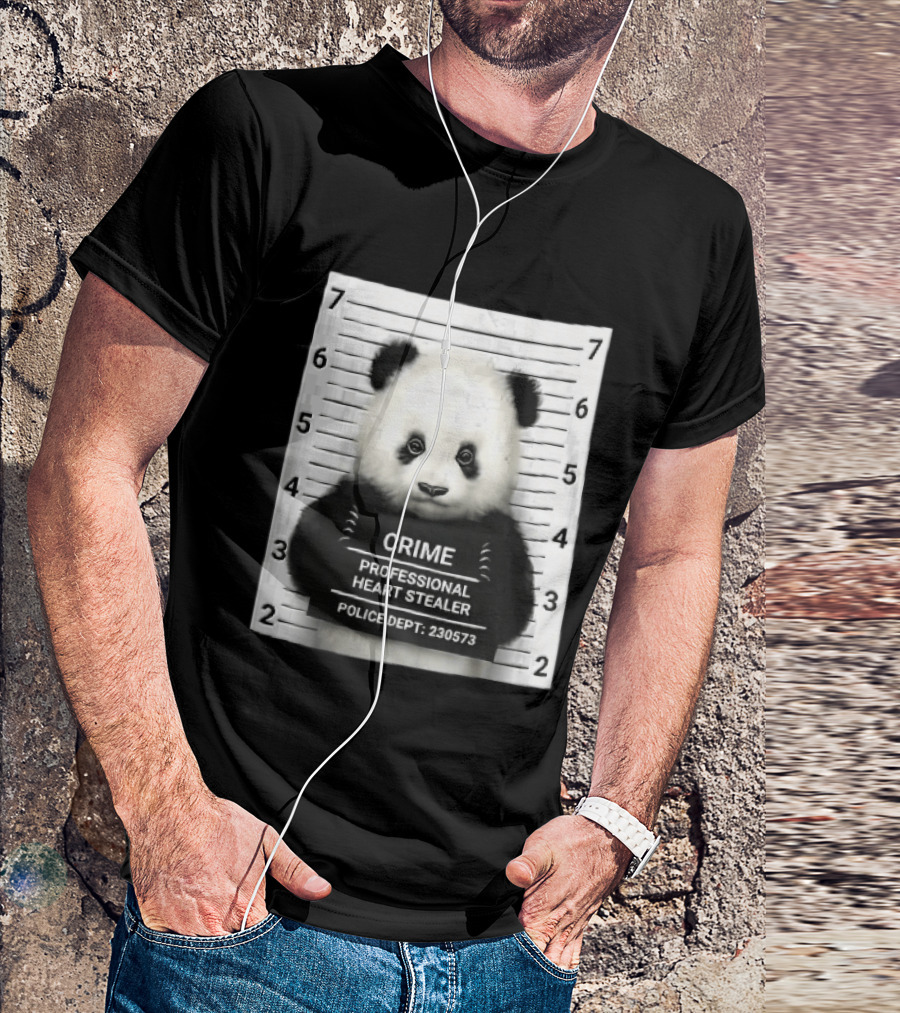 Panda Crime Professional Heart Stealer Police Dept 230573 Shot Lineup T-Shirt