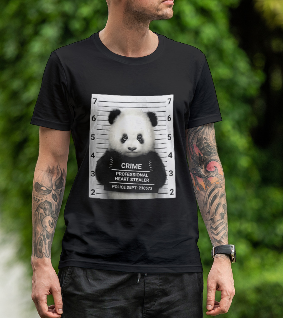 Panda Crime Professional Heart Stealer Police Dept 230573 Shot Lineup T-Shirt