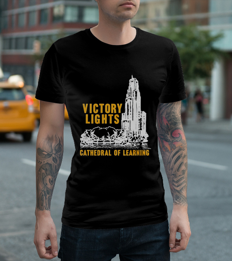 Victory Lights Cathedral Of Learning Pittsburgh Panthers T-Shirt