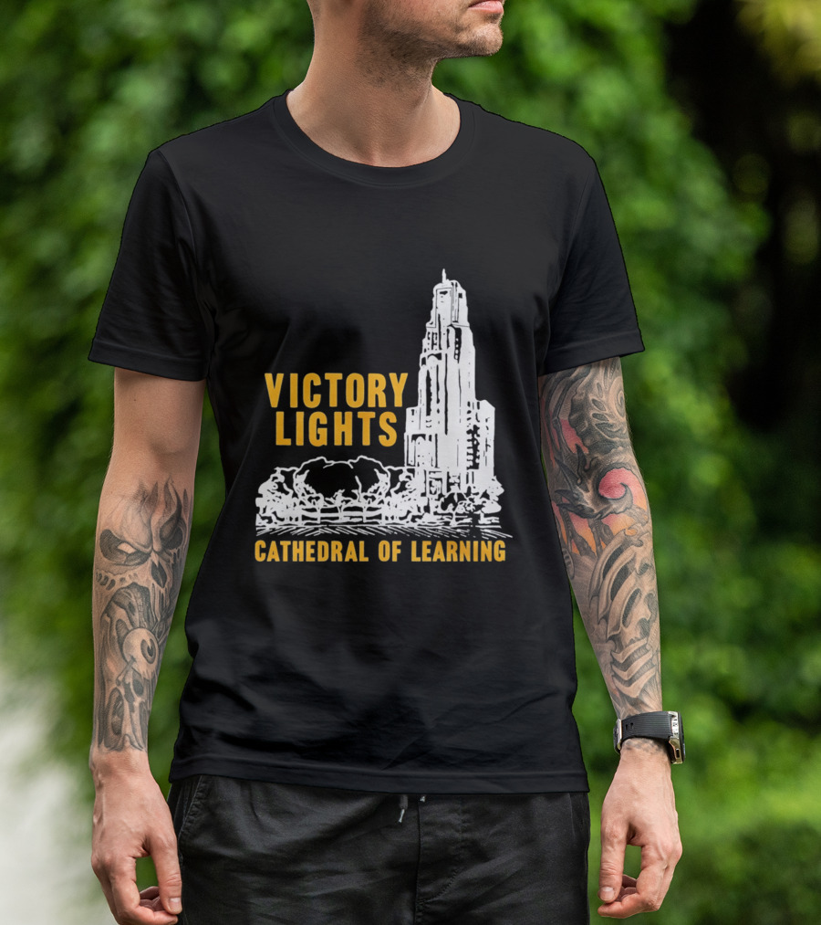 Victory Lights Cathedral Of Learning Pittsburgh Panthers T-Shirt