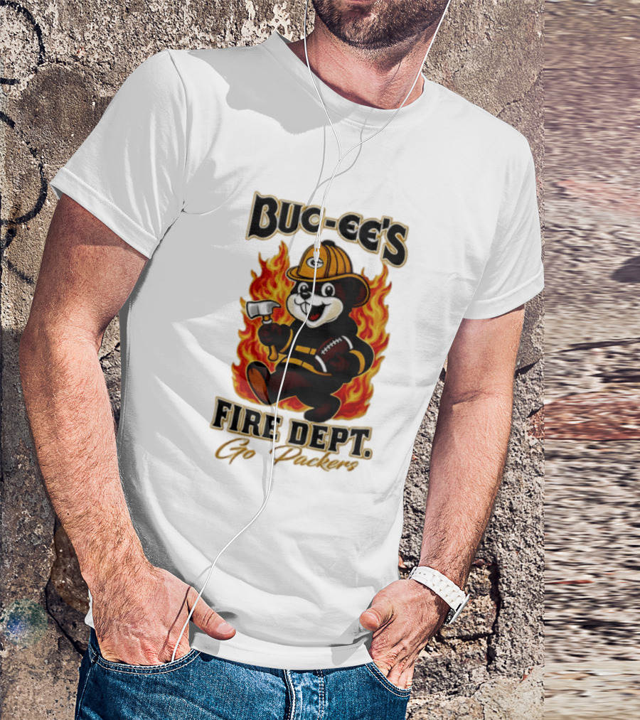 Buc Ee's Fire Dept Go Packers Axe Football Helmet T-Shirt