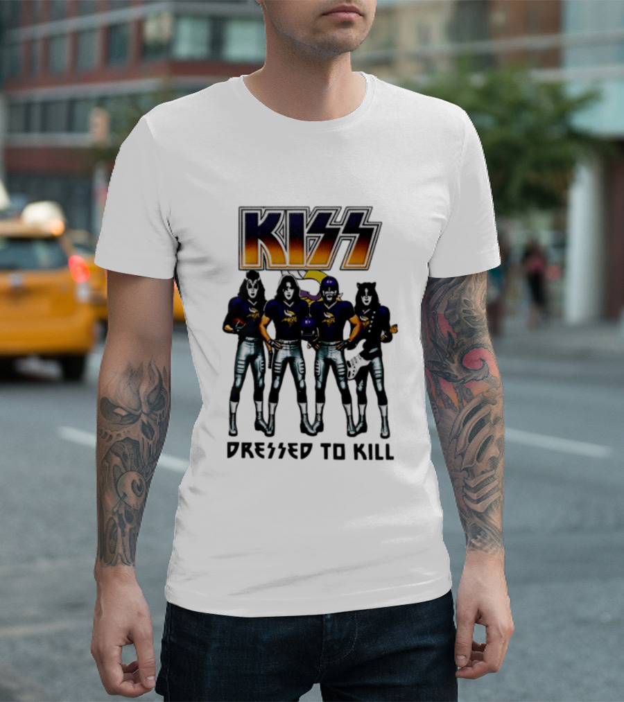 KISS Minnesota Vikings Dressed To Kill Football Fan T-Shirt