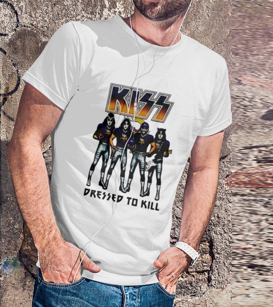 KISS Minnesota Vikings Dressed To Kill Football Fan T-Shirt