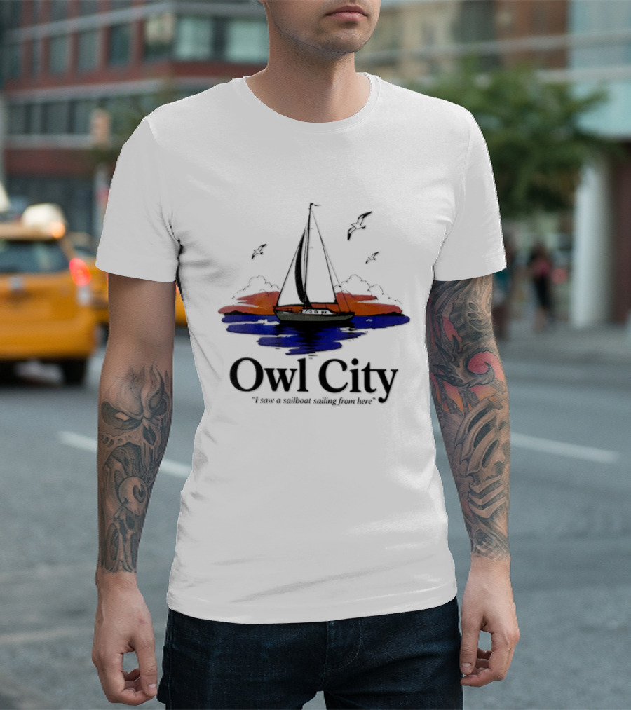 Owl City Smooth Sailing Scenic Sunset Adventure T-Shirt