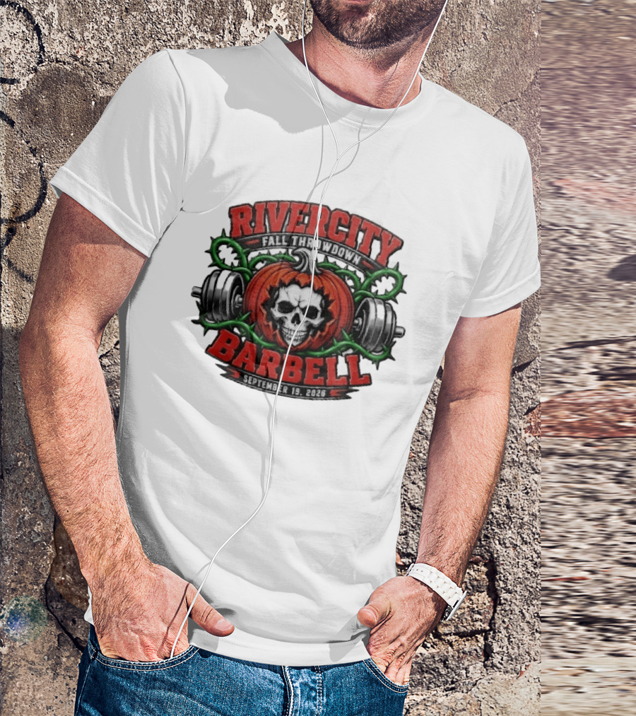 Rivercity Fall Throwdown Skull Pumpkin Barbell September 19 2026 T-Shirt
