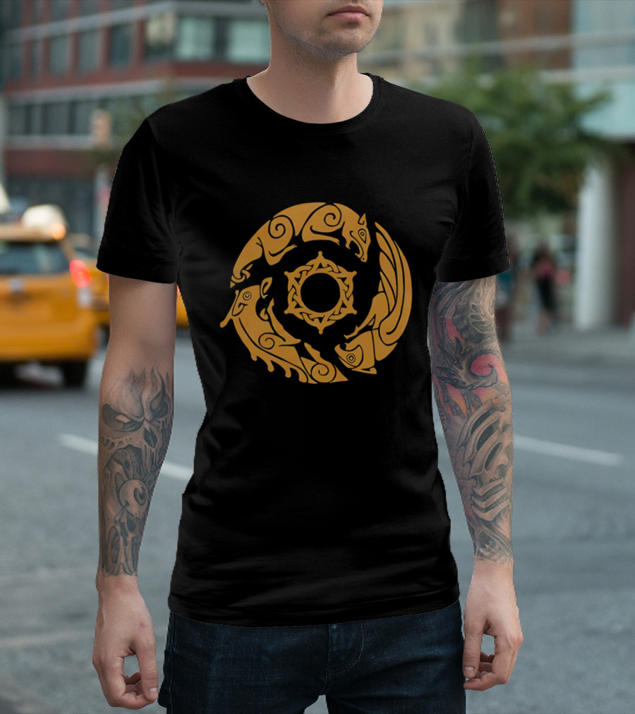 Crimson Desert Crest Zodiac Animal Wheel T-Shirt