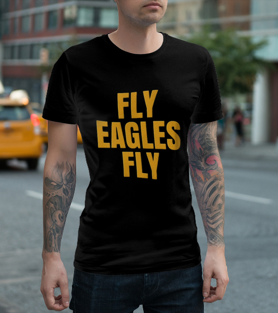 Fly Eagles Fly Philadelphia Yellow Stacked T-Shirt