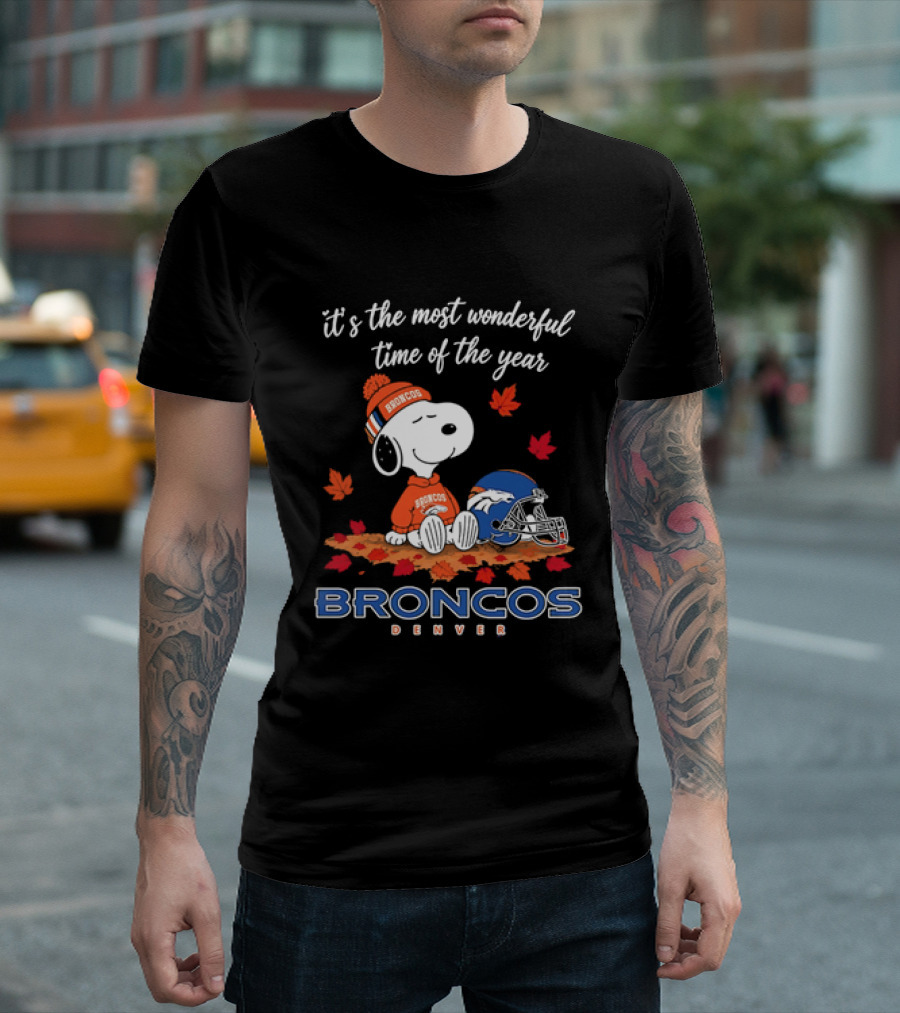 Snoopy Broncos Denver It's The Most Wonderful Time Of The Year Autumn Football T-Shirt